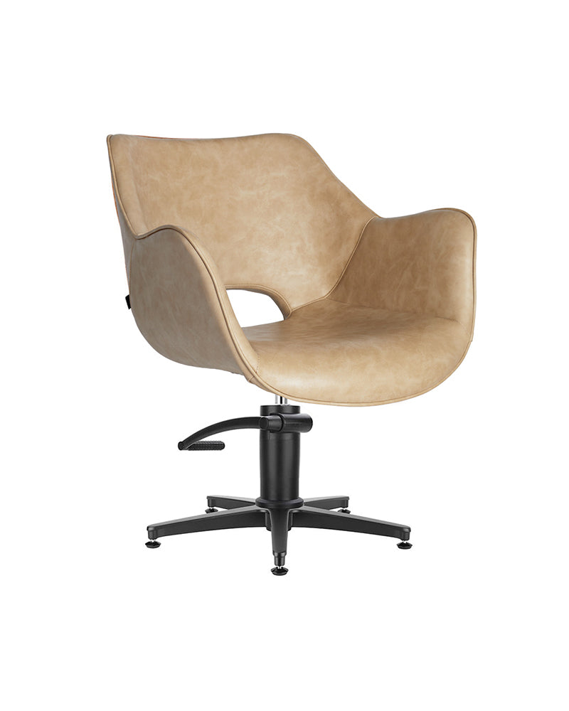 Chloe Sand - Beige frisørstol - Sort krydsfod